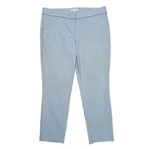 Eliane Rose Cropped Pants Women 12 Navy‎ Blue Pinstripe Stretch Ankle Preppy